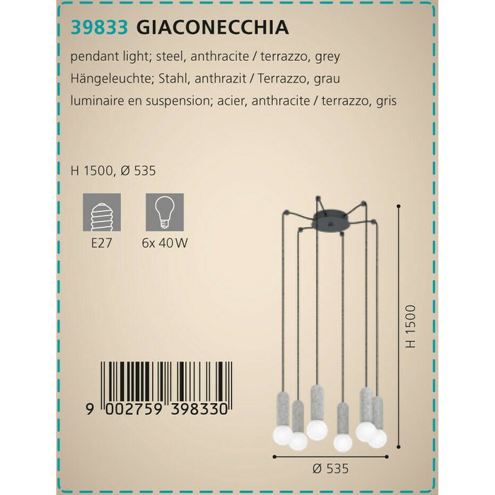 Подвесная люстра Giaconecchia черного цвета - купить Подвесные люстры по цене 19790.0