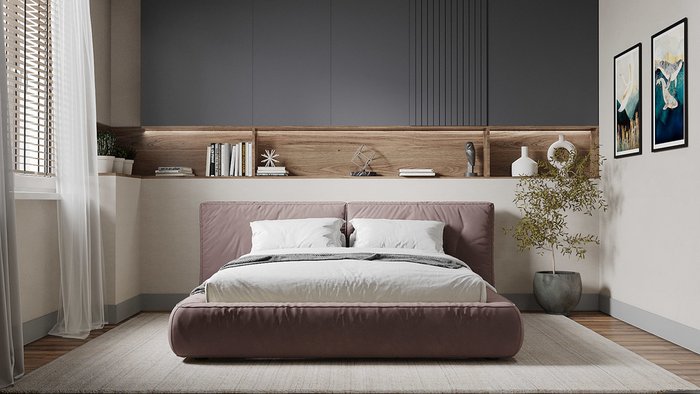 Кровать Латона-3 180х200 темно-розового цвета - купить Кровати для спальни по цене 77300.0