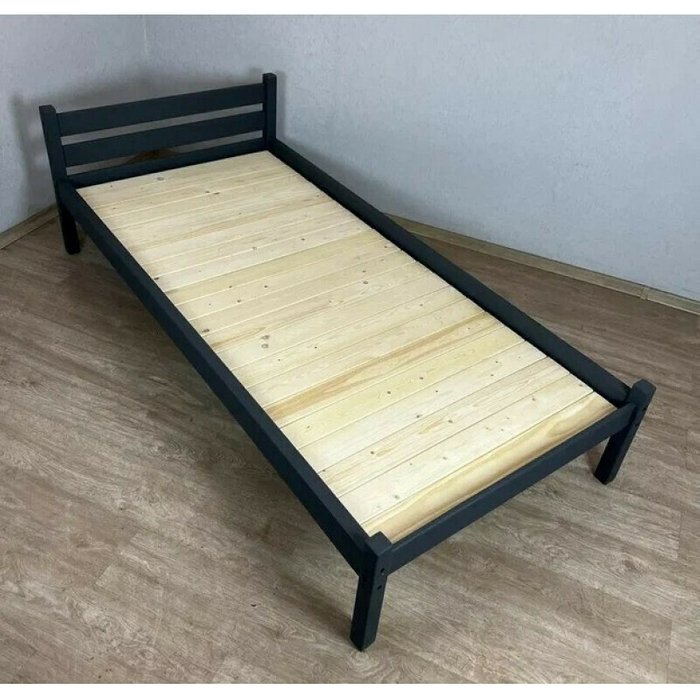 Кровать Классика сосновая сплошное основание 80х190 цвета антрацит - лучшие Одноярусные кроватки в INMYROOM