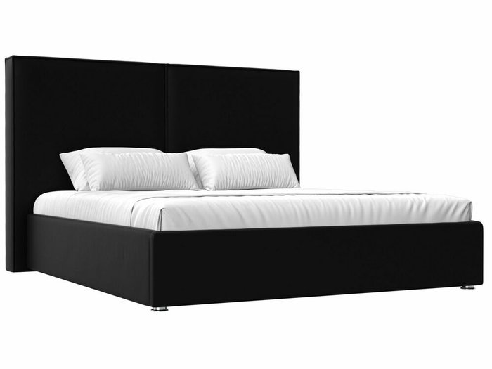 Кровать Аура 200х200 черного цвета с подъемным механизмом (экокожа)