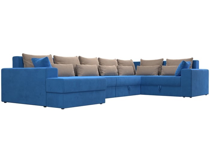 Угловой диван-кровать Мэдисон бежево-голубого цвета - лучшие Угловые диваны в INMYROOM