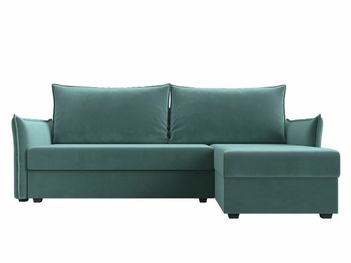 Угловой диван-кровать Лига 004 темно-бирюзового цвета угол правый  - купить Угловые диваны по цене 36999.0