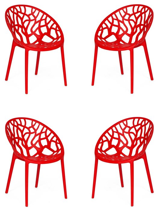 Набор из четырех стульев Bush красного цвета