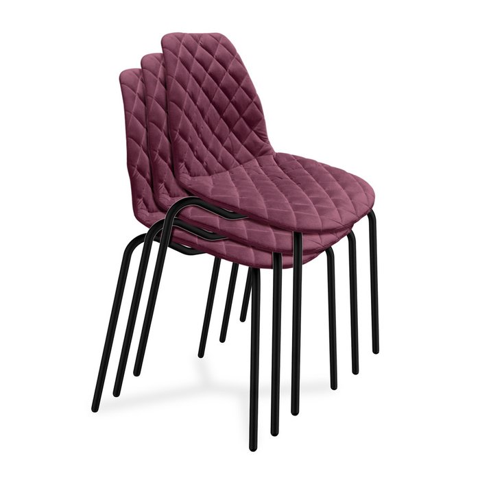 Стул обеденный розово-красного цвета на металических ножках - купить Обеденные стулья по цене 5915.0