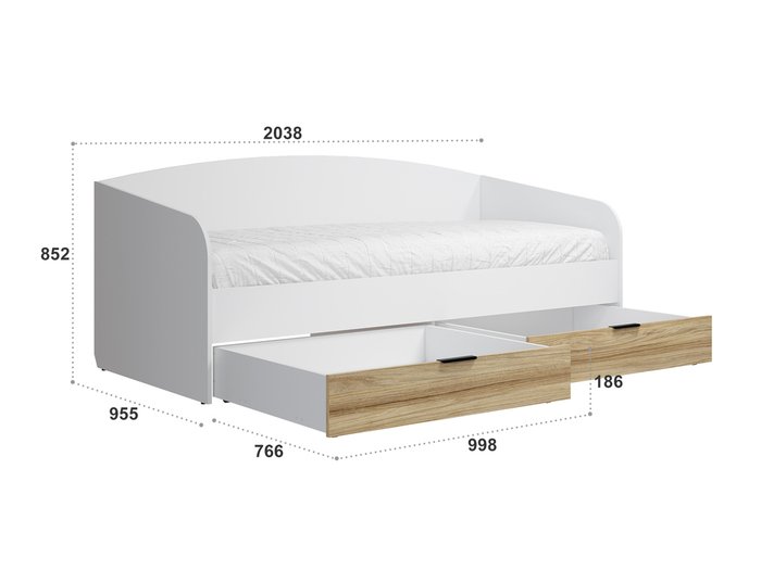 Кровать Скайлайт 90х200 бело-бежевого цвета - купить Кровати для спальни по цене 26808.0