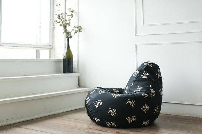 Кресло-мешок Груша XL Дракон черного цвета - лучшие Бескаркасная мебель в INMYROOM