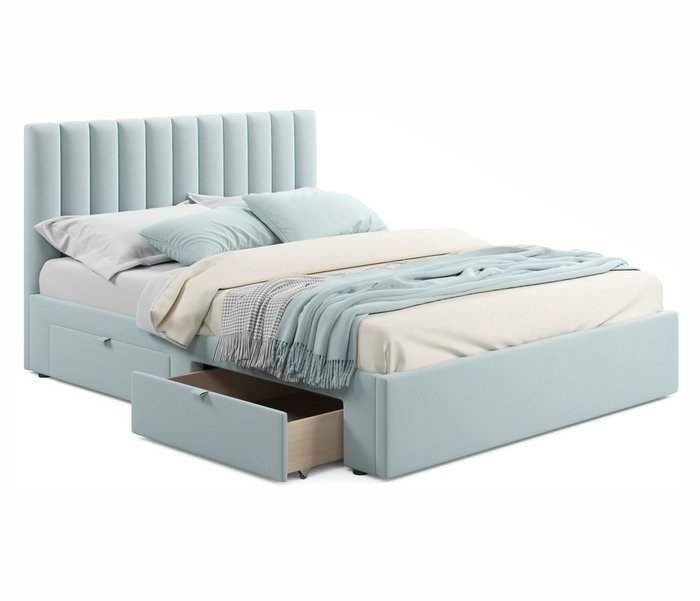 Кровать Olivia 160х200 голубого цвета без подъемного механизма