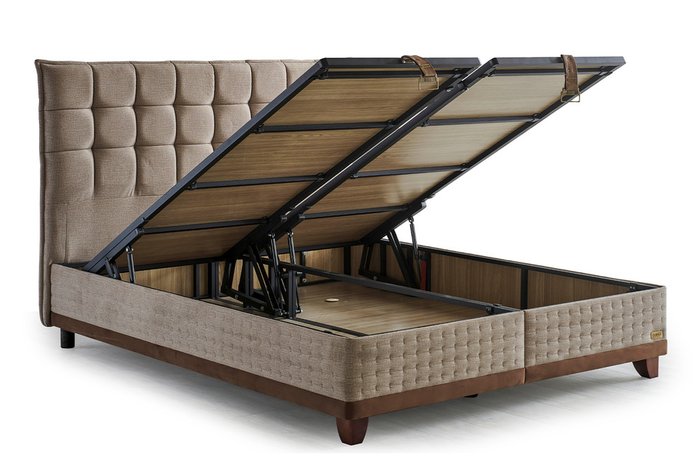 Кровать с подъёмным механизмом Cotton Master 160х200 бежевого цвета - купить Кровати для спальни по цене 151425.0
