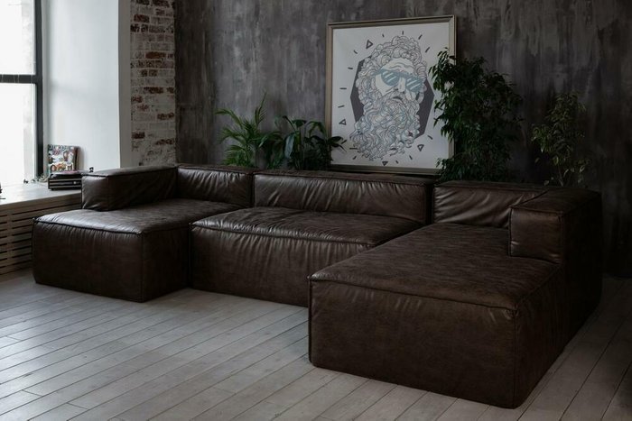 Модульный диван Комби коричневого цвета - купить Бескаркасная мебель по цене 231600.0