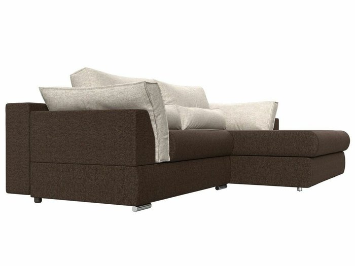 Угловой диван-кровать Пекин бежево-коричневого цвета угол правый - лучшие Угловые диваны в INMYROOM