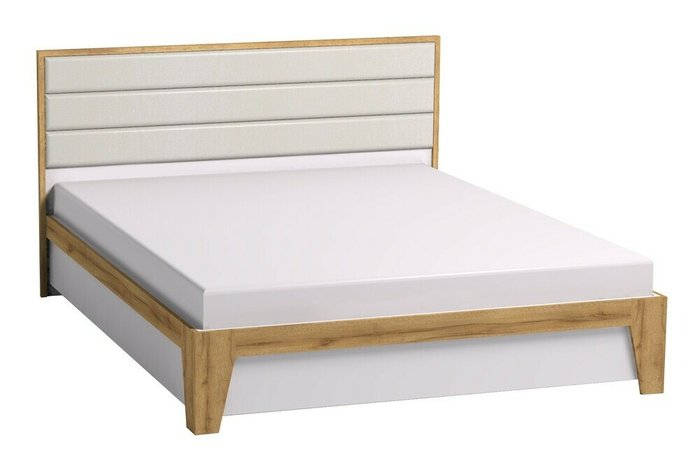 Кровать с ортопедическим основанием из металла Айрис 160х200 бело-бежевого цвета