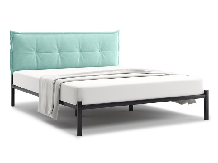Кровать Лофт Cedrino 160х200 бирюзового цвета без подъемного механизма