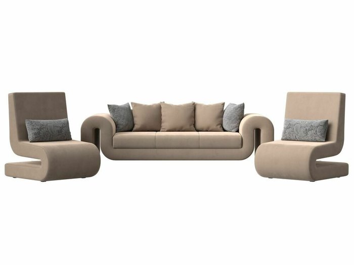 Набор мягкой мебели Волна 1 светло-бежевого цвета - купить Комплекты мягкой мебели по цене 88998.0