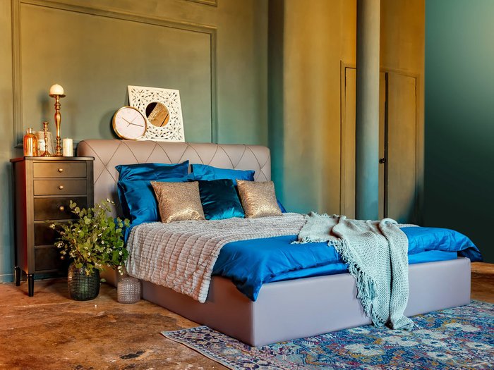 Кровать Ember серо-коричневого цвета 160х200 - лучшие Кровати для спальни в INMYROOM