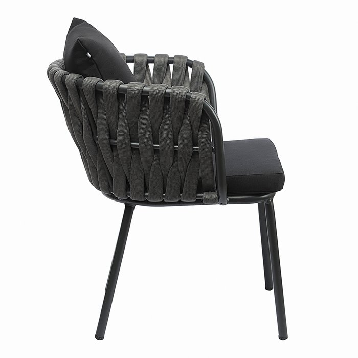 Садовый стул Braid серо-черного цвета - лучшие Садовые стулья в INMYROOM