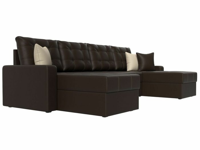 Угловой диван-кровать Ливерпуль темно-коричневого цвета (экокожа) - лучшие Угловые диваны в INMYROOM