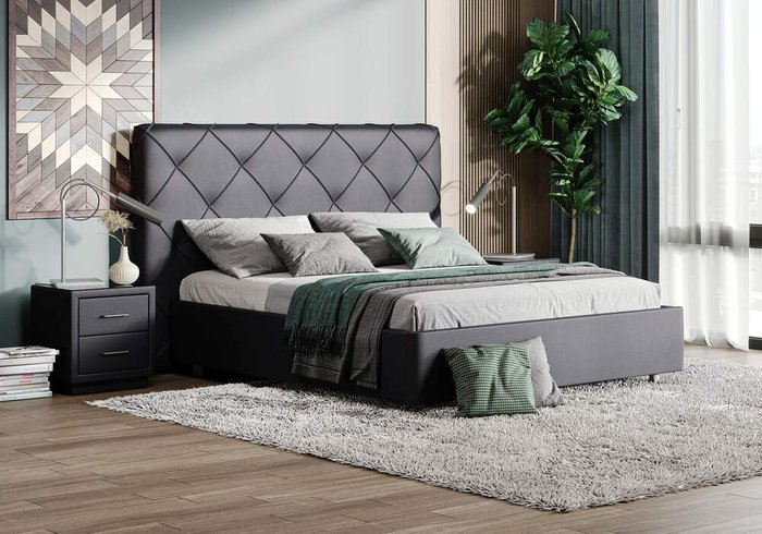 Кровать Manhatten 180х200 графитового цвета без основания и подъемного механизма - лучшие Кровати для спальни в INMYROOM