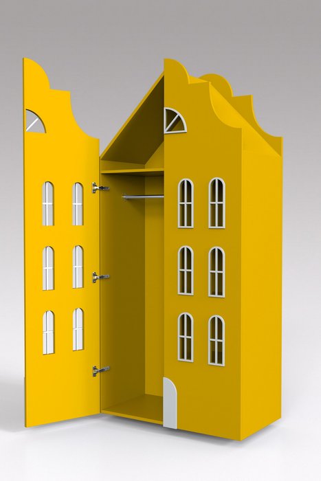 Двойной шкаф-домик Стокгольм Maxi желтого цвета  - лучшие Детские шкафы в INMYROOM