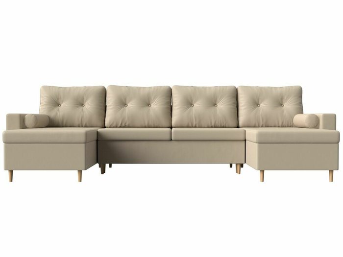 Угловой диван-кровать Белфаст бежевого цвета (тик-так/экокожа) - купить Угловые диваны по цене 89999.0