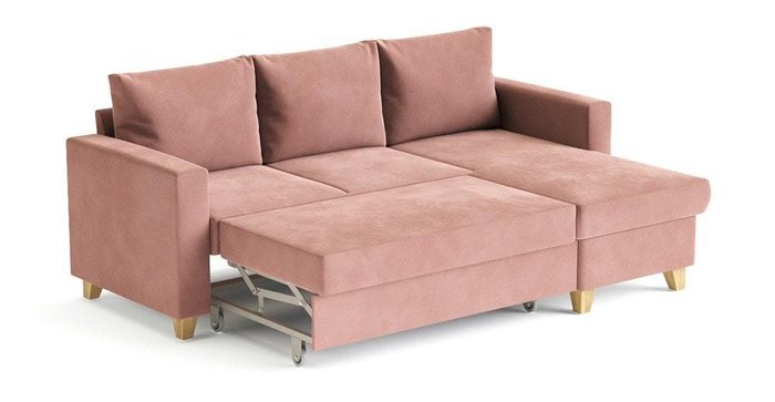 Угловой диван-кровать Эмилио розового цвета - лучшие Угловые диваны в INMYROOM