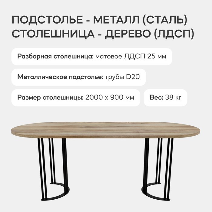 Обеденный стол Violur 200 с металлическим черным подстольем и со столешницей орех - лучшие Обеденные столы в INMYROOM