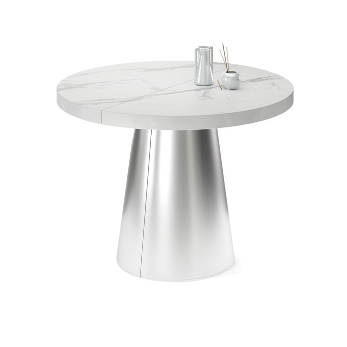 Обеденный стол раздвижной Кастра M на серебряном основании - лучшие Обеденные столы в INMYROOM