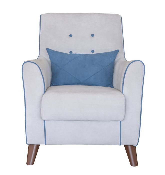 Кресло Френсис в обивке из велюра серого цвета с синей подушкой - купить Интерьерные кресла по цене 12472.0