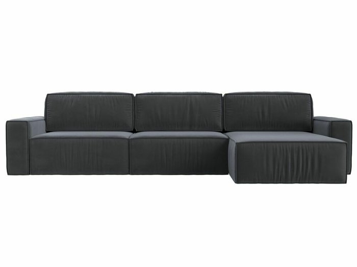Угловой диван-кровать Прага Классик лонг темно-серого цвета правый угол - купить Угловые диваны по цене 102999.0