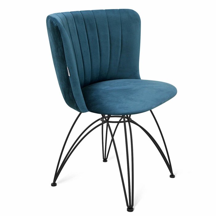 Обеденный стул Intercrus синего цвета на металлическом каркасе