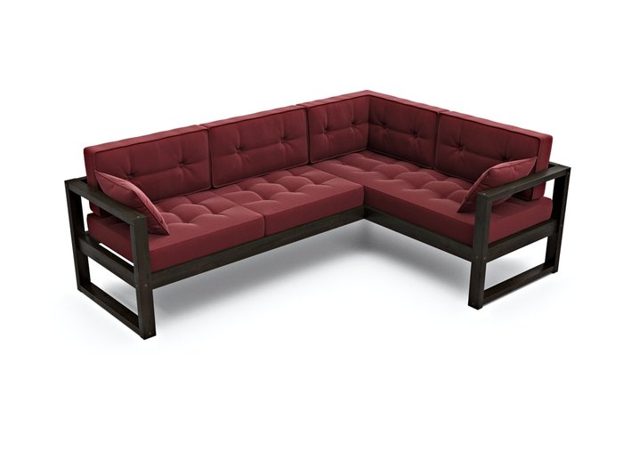 Угловой диван Астер с обивкой из красного велюра - лучшие Угловые диваны в INMYROOM