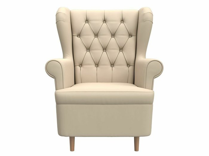 Кресло Торин Люкс бежевого цвета (экокожа) - купить Интерьерные кресла по цене 25999.0