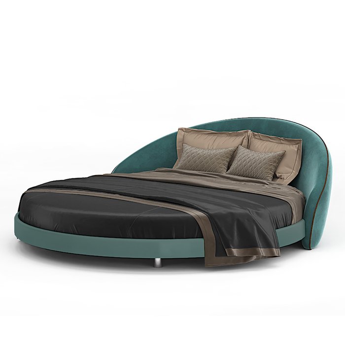 Кровать круглая Apriori L с изголовьем темно-бирюзового цвета диаметр 220