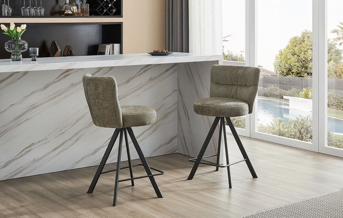 Полубарный стул Dita серо-оливкового цвета - купить Барные стулья по цене 24759.0