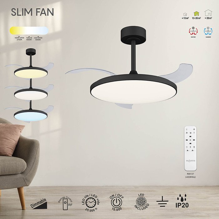 Светильник потолочный Mantra Slim Fan 9055 - лучшие Потолочные светильники в INMYROOM Светильник потолочный Mantra Slim Fan 9055 - лучшие Потолочные светильники в INMYROOM