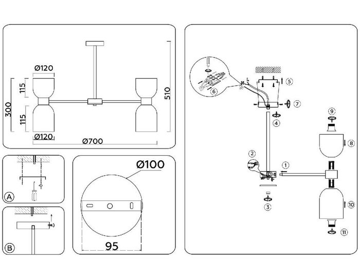Люстра на штанге Heigh Light LH56083 (стекло, цвет белый) - лучшие Подвесные люстры в INMYROOM