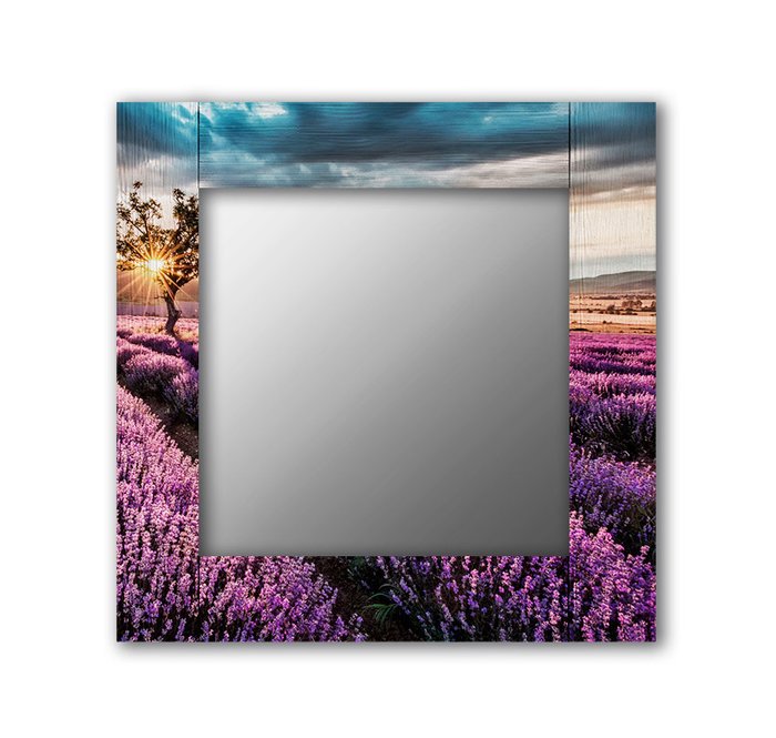 Настенное зеркало Лавандовое поле 50х65 сиреневого цвета - купить Настенные зеркала по цене 13190.0