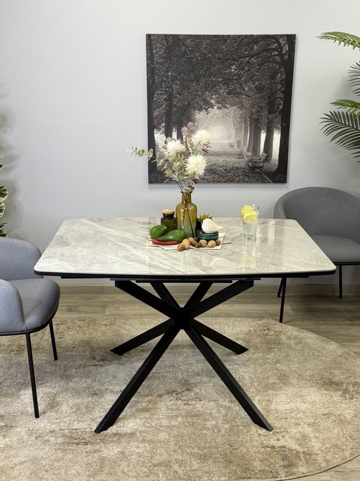 Раздвижной обеденный стол BR1200 серо-черного цвета - лучшие Обеденные столы в INMYROOM