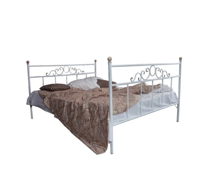 Кованая кровать Сандра 160х200 белого цвета - купить Кровати для спальни по цене 28990.0