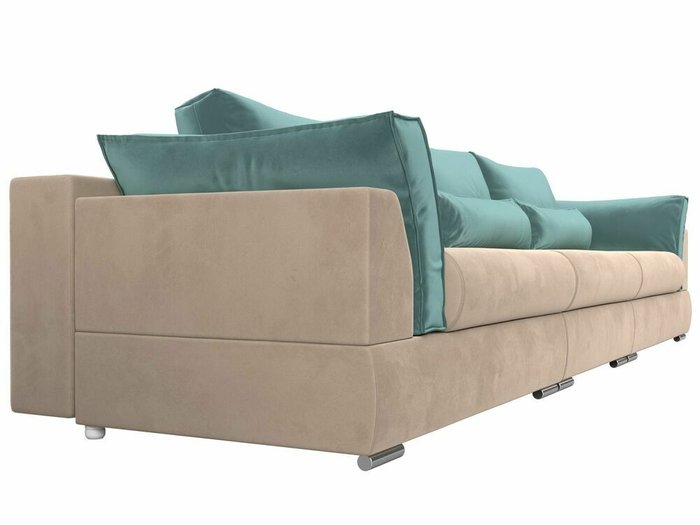 Прямой диван-кровать Пекин Long бирюзово-бежевого цвета - лучшие Прямые диваны в INMYROOM