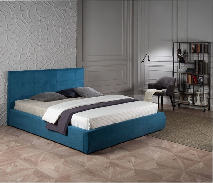 Комплект для сна Selesta 160х200 синего цвета с подъемным механизмом и матрасом - лучшие Кровати для спальни в INMYROOM