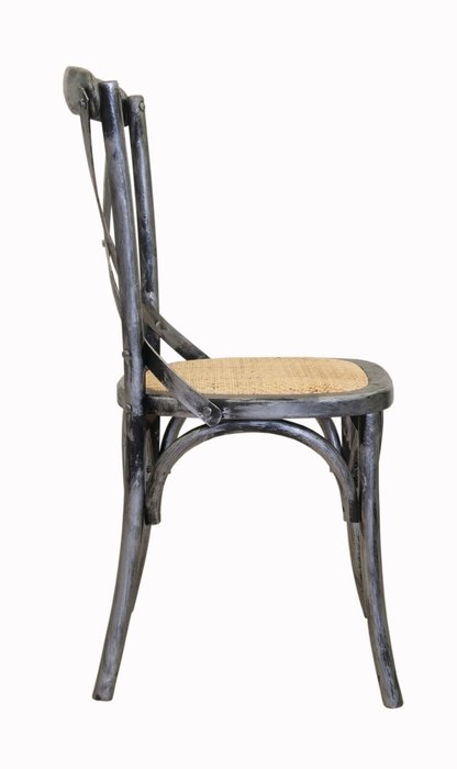 Венский стул Cross Back Silver с сидением из ротанга - купить Обеденные стулья по цене 15500.0