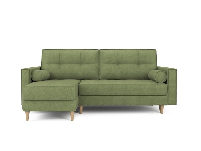 Угловой раскладной диван Отто  левый оливкового цвета