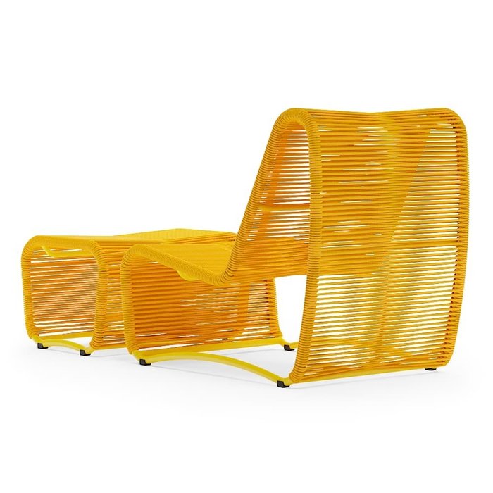 Кресло садовое Бали желтого цвета с пуфом - купить Садовые кресла по цене 87400.0