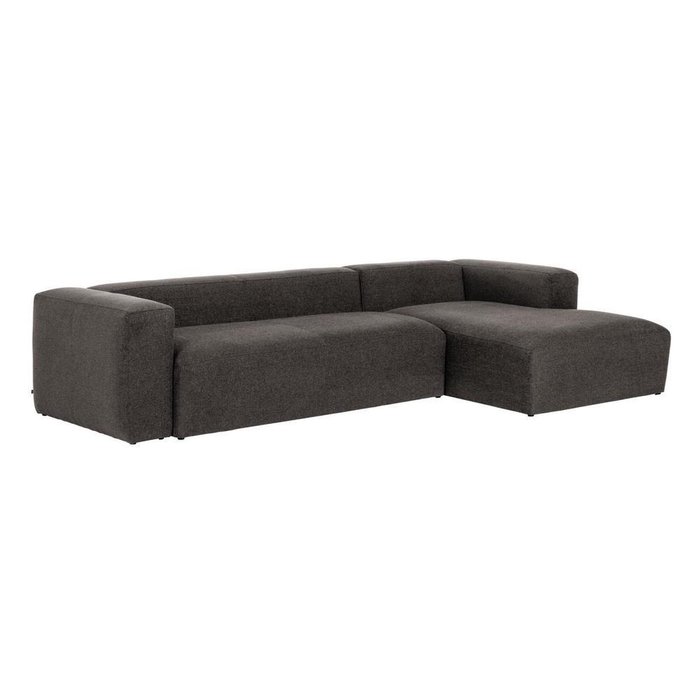 Угловой диван Grey Blok с правым шезлонгом темно-серого цвета
