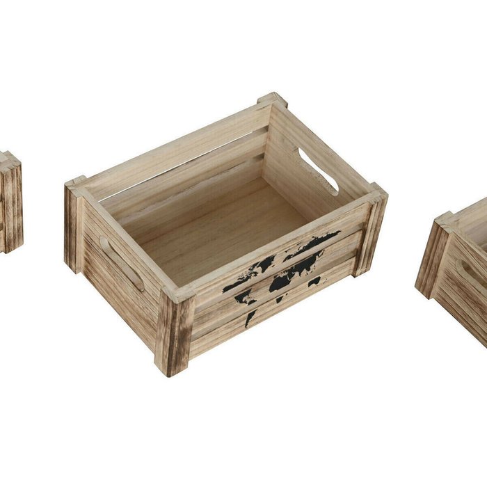 Набор коробок Коричневый Чёрный Древесина павловнии Карта Мира 39 x 28 x 14,5 cm (5 Предметы) - лучшие Декоративные коробки в INMYROOM