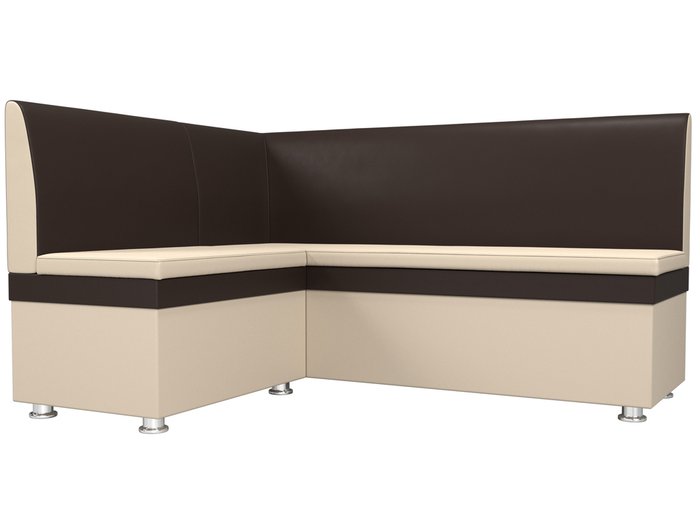 Угловой диван Уют коричнево-бежевого цвета (экокожа) левый угол