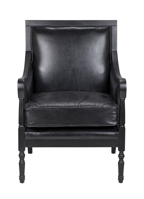 Классическое кресло Colin black leather черного цвета - купить Интерьерные кресла по цене 59000.0