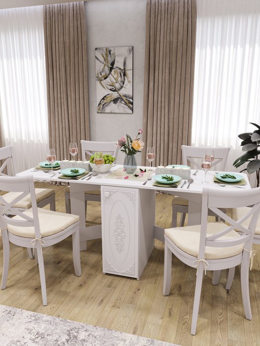 Стол раскладной Ассоль белого цвета - лучшие Обеденные столы в INMYROOM