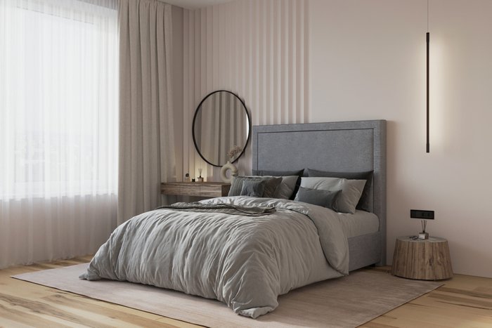 Кровать Monica 200х200 серого цвета с подъемным механизмом