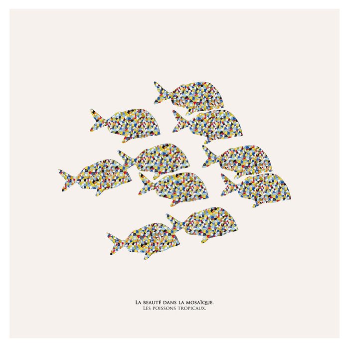 Картина (репродукция, постер): Тропические рыбы в мозаике